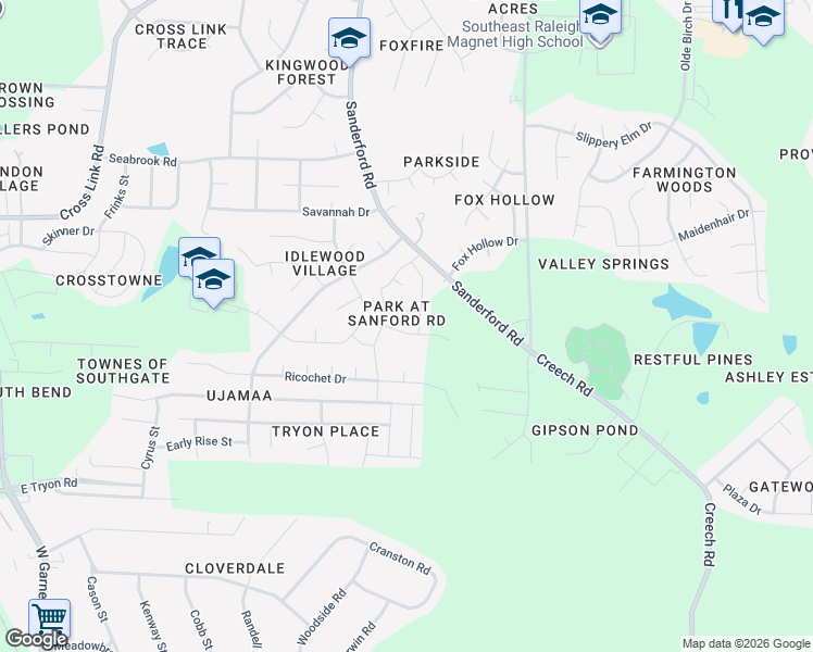 map of restaurants, bars, coffee shops, grocery stores, and more near 1510 Entheos Lane in Raleigh