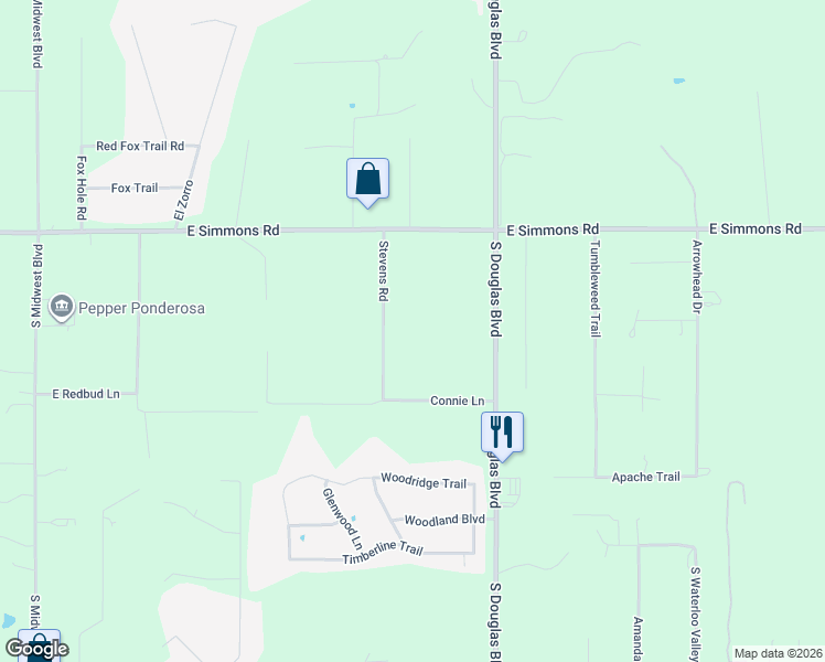 map of restaurants, bars, coffee shops, grocery stores, and more near 13801 Stevens Road in Edmond