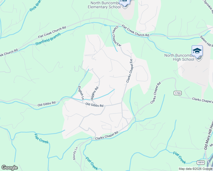 map of restaurants, bars, coffee shops, grocery stores, and more near 21 Higgins Road in Weaverville