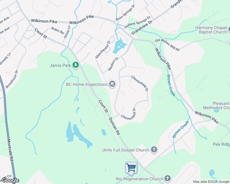 map of restaurants, bars, coffee shops, grocery stores, and more near 2125 Chesterfield Drive in Maryville