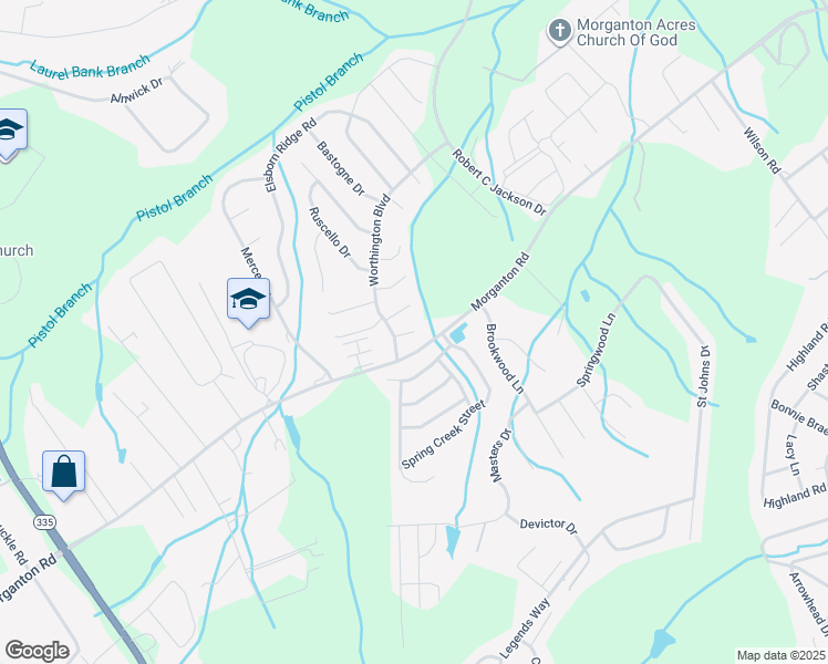 map of restaurants, bars, coffee shops, grocery stores, and more near 2312 Shugs Way in Maryville