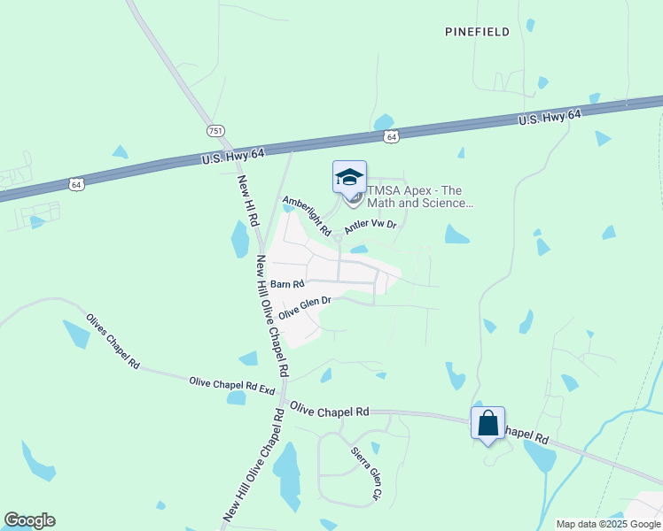map of restaurants, bars, coffee shops, grocery stores, and more near 3505 Lovage Drive in Apex