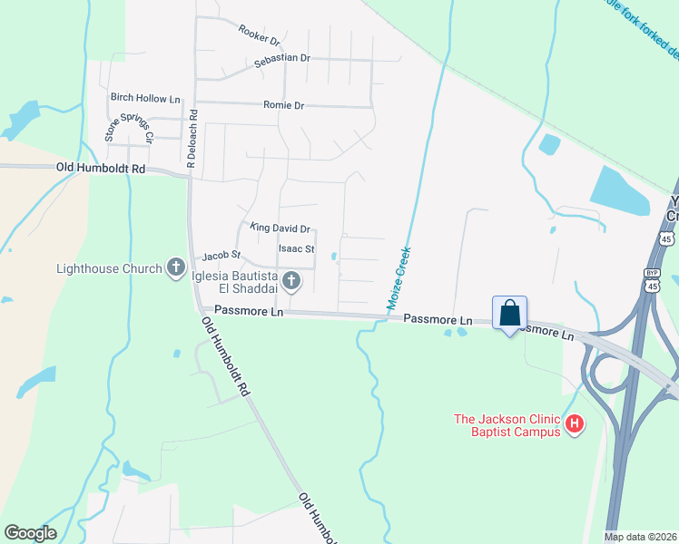 map of restaurants, bars, coffee shops, grocery stores, and more near 57 Moses Drive in Jackson
