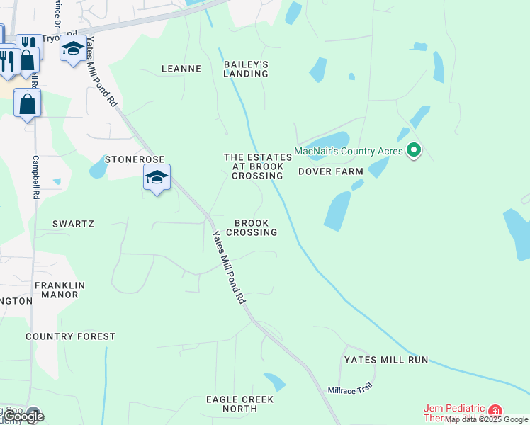 map of restaurants, bars, coffee shops, grocery stores, and more near 1608 Layhill Drive in Raleigh