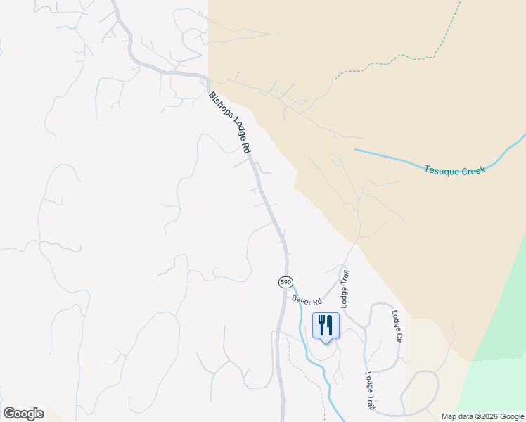 map of restaurants, bars, coffee shops, grocery stores, and more near 1338A Bishops Lodge Road in Santa Fe