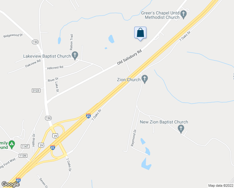 map of restaurants, bars, coffee shops, grocery stores, and more near 7 Oaks Drive in Davidson County