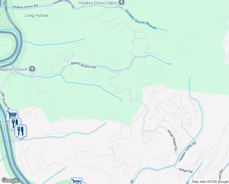 map of restaurants, bars, coffee shops, grocery stores, and more near 454 West Kings Ridge Lane in Gatlinburg