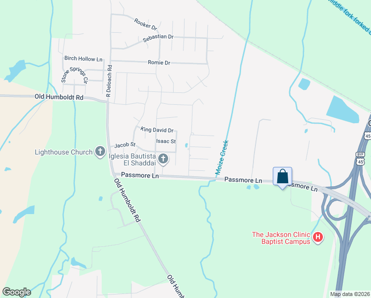 map of restaurants, bars, coffee shops, grocery stores, and more near 57 Moses Drive in Jackson