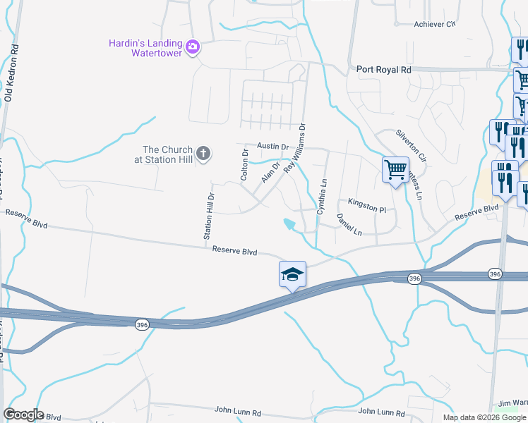 map of restaurants, bars, coffee shops, grocery stores, and more near 2002 Boles Court in Spring Hill