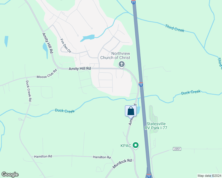 map of restaurants, bars, coffee shops, grocery stores, and more near 116 Heart Pine Lane in Statesville