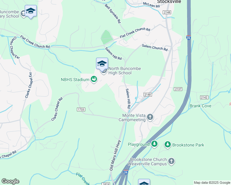map of restaurants, bars, coffee shops, grocery stores, and more near 11 Ryan Ln in Weaverville