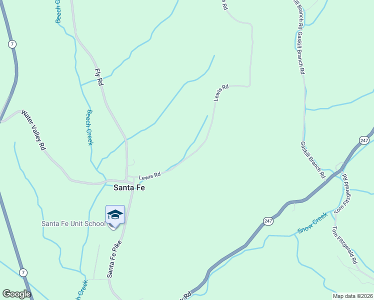 map of restaurants, bars, coffee shops, grocery stores, and more near 2761 Lewis Road in Santa Fe