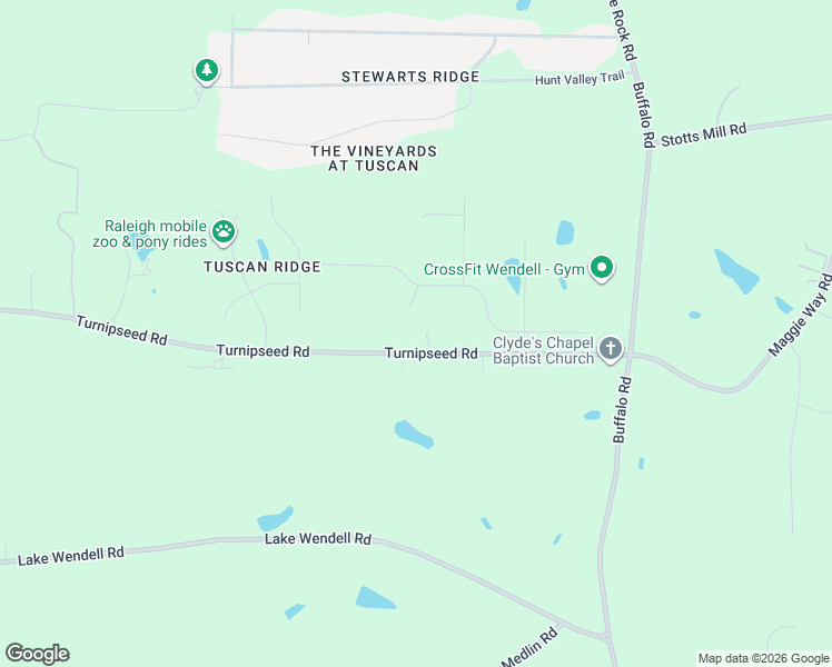 map of restaurants, bars, coffee shops, grocery stores, and more near 175 Turnipseed Road in Wendell