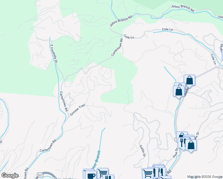 map of restaurants, bars, coffee shops, grocery stores, and more near 766 High Mountain Way in Gatlinburg
