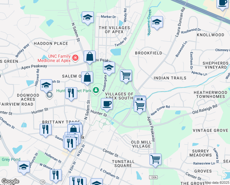map of restaurants, bars, coffee shops, grocery stores, and more near 610 Metro Station in Apex