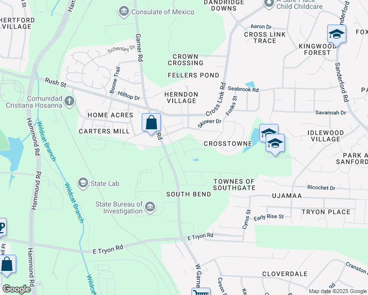 map of restaurants, bars, coffee shops, grocery stores, and more near 760 Grove Creek Lane in Raleigh