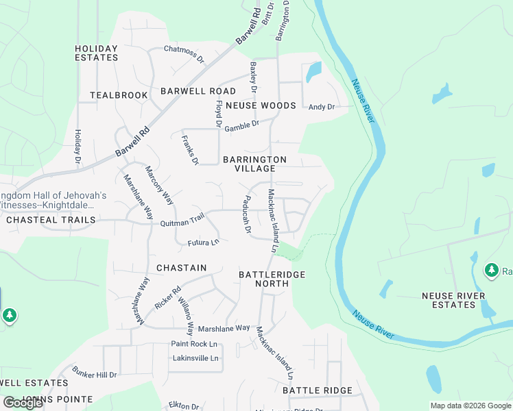map of restaurants, bars, coffee shops, grocery stores, and more near 6326 Quitman Trail in Raleigh