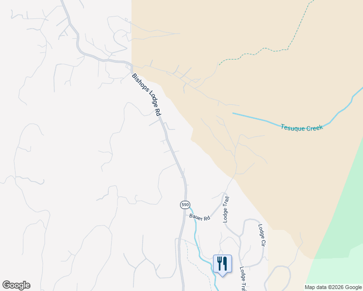 map of restaurants, bars, coffee shops, grocery stores, and more near 1338A Bishops Lodge Road in Santa Fe