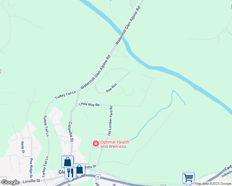 map of restaurants, bars, coffee shops, grocery stores, and more near 71 Rapids Run in Morganton