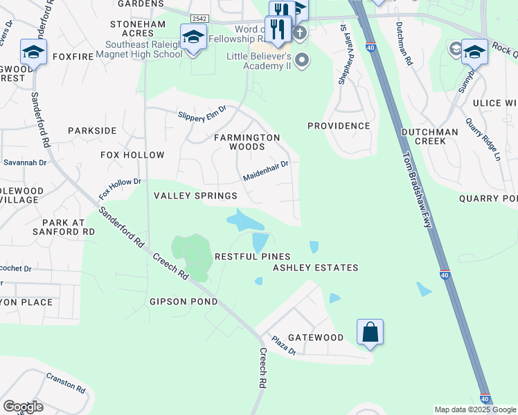 map of restaurants, bars, coffee shops, grocery stores, and more near 2944 Filbert Street in Raleigh