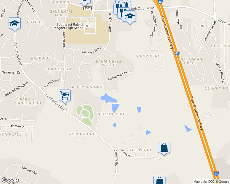 map of restaurants, bars, coffee shops, grocery stores, and more near 2944 Filbert Street in Raleigh