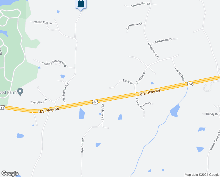 map of restaurants, bars, coffee shops, grocery stores, and more near 129 Essie Drive in Apex