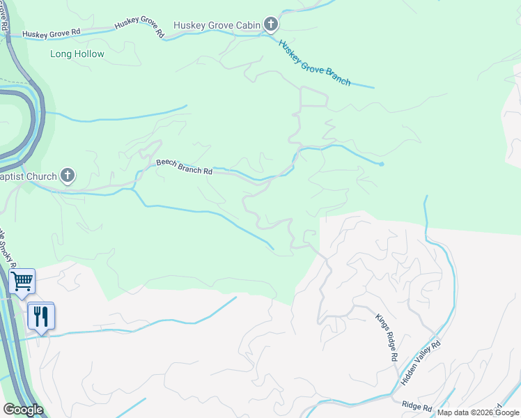 map of restaurants, bars, coffee shops, grocery stores, and more near 1118 East Kings Ridge Road in Gatlinburg