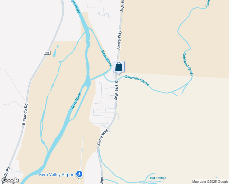 map of restaurants, bars, coffee shops, grocery stores, and more near 12041 Sierra Way in Kernville