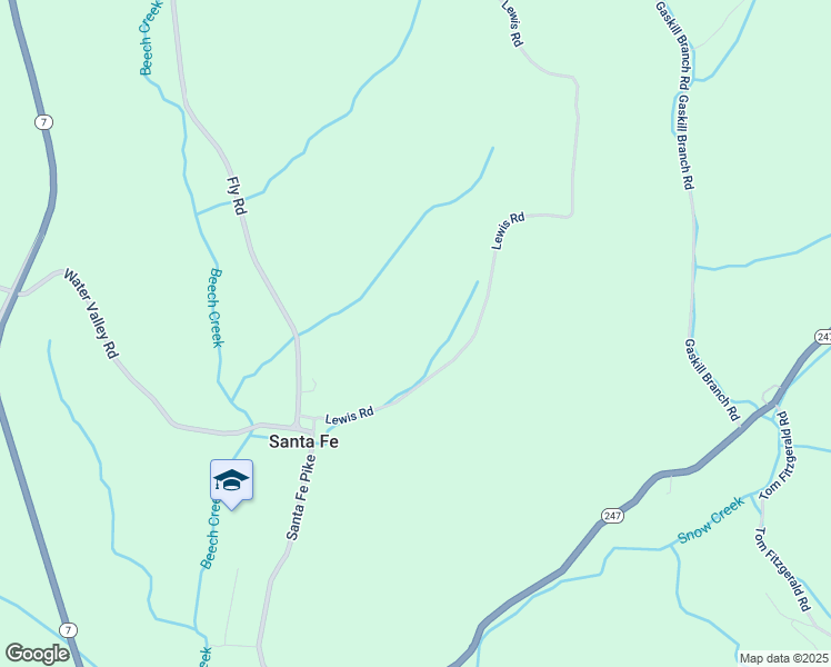 map of restaurants, bars, coffee shops, grocery stores, and more near 2779 Lewis Road in Santa Fe