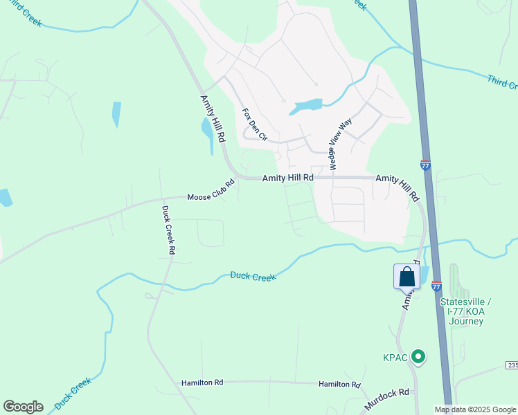 map of restaurants, bars, coffee shops, grocery stores, and more near 2500 Amity Hill Road in Statesville