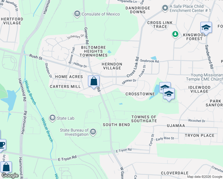 map of restaurants, bars, coffee shops, grocery stores, and more near 752 Grove Creek Lane in Raleigh