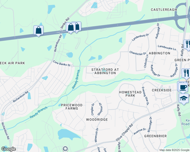 map of restaurants, bars, coffee shops, grocery stores, and more near 1170 Joslyn Ridge Court in Apex