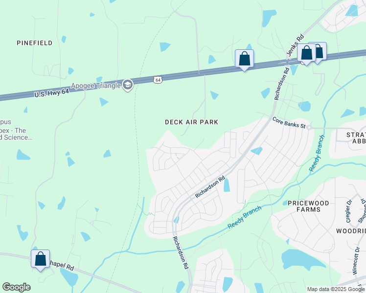 map of restaurants, bars, coffee shops, grocery stores, and more near Rise And Shine Road in Wake County