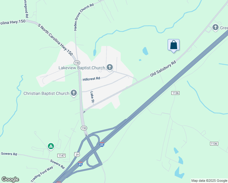 map of restaurants, bars, coffee shops, grocery stores, and more near 9058 Old Salisbury Road in Linwood
