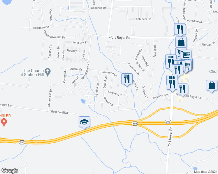 map of restaurants, bars, coffee shops, grocery stores, and more near 3005 Wesley Road in Spring Hill