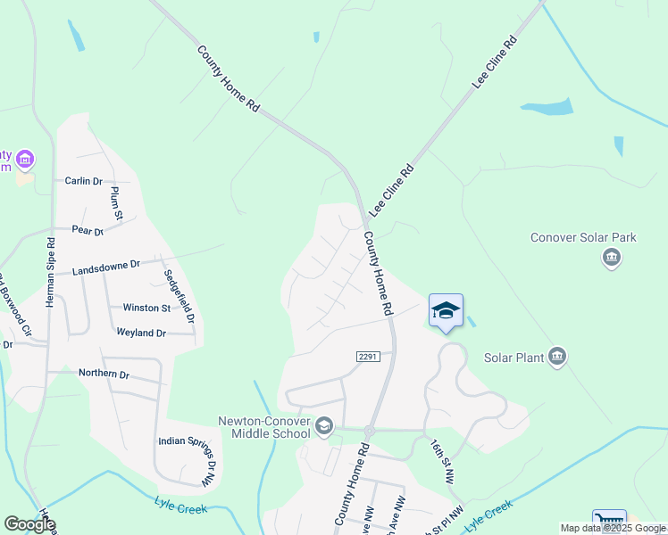 map of restaurants, bars, coffee shops, grocery stores, and more near 1017 Atherstone Street Northwest in Conover