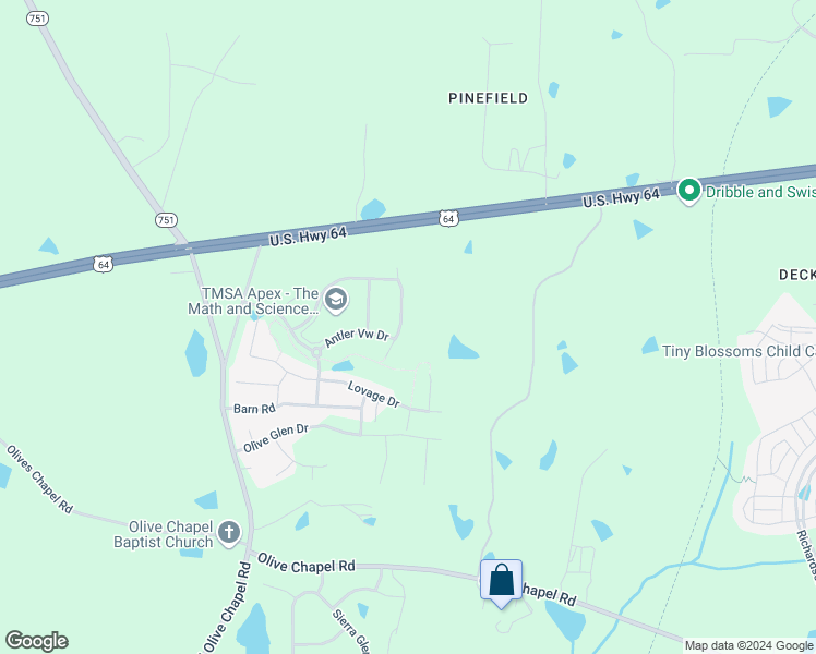 map of restaurants, bars, coffee shops, grocery stores, and more near 1151 Chestnut Bluff Run in Apex