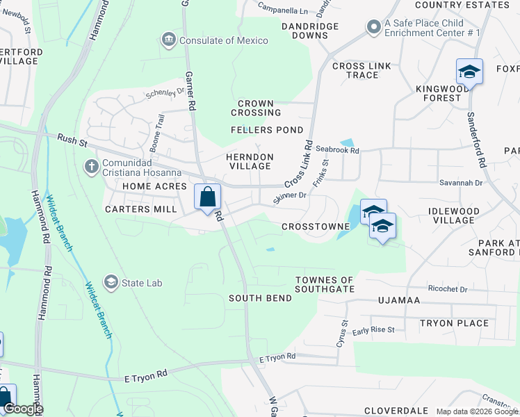 map of restaurants, bars, coffee shops, grocery stores, and more near 752 Grove Creek Lane in Raleigh
