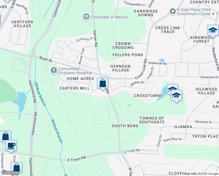 map of restaurants, bars, coffee shops, grocery stores, and more near 726 Maypearl Lane in Raleigh
