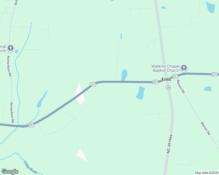 map of restaurants, bars, coffee shops, grocery stores, and more near 5356 North Carolina 231 in Middlesex