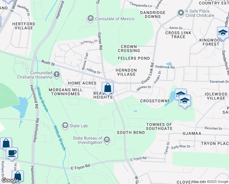 map of restaurants, bars, coffee shops, grocery stores, and more near in Raleigh
