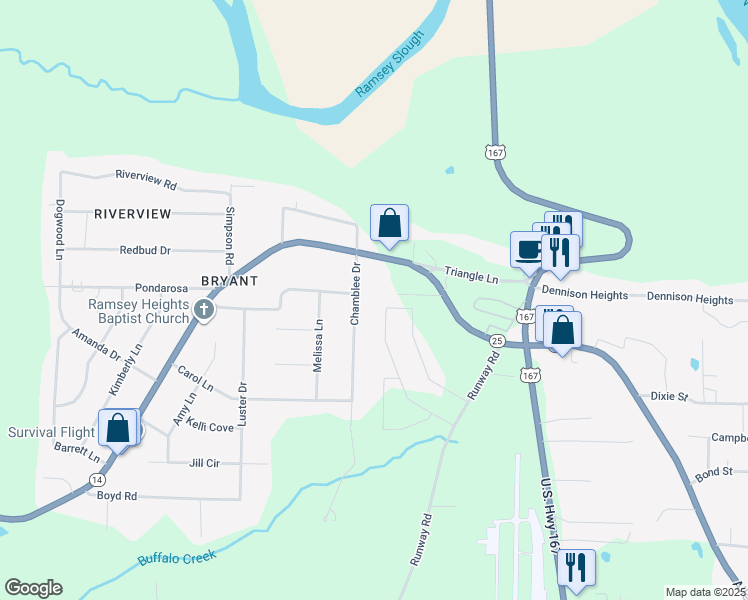 map of restaurants, bars, coffee shops, grocery stores, and more near 125 Chamblee Drive in Batesville