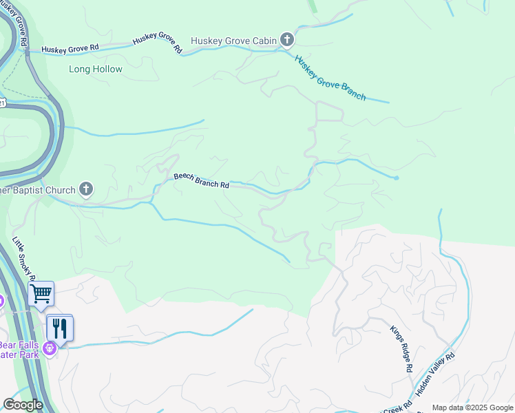 map of restaurants, bars, coffee shops, grocery stores, and more near 1157 East Kings Ridge Road in Gatlinburg