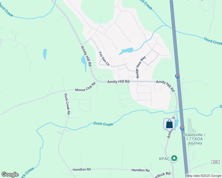 map of restaurants, bars, coffee shops, grocery stores, and more near 2516 Amity Hill Road in Statesville