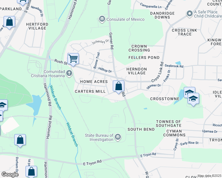 map of restaurants, bars, coffee shops, grocery stores, and more near 2925 Marion Road in Raleigh