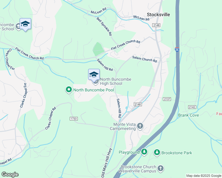 map of restaurants, bars, coffee shops, grocery stores, and more near 60 Salem Hill Road in Weaverville