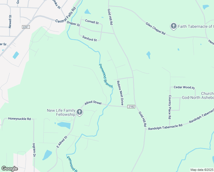 map of restaurants, bars, coffee shops, grocery stores, and more near 1364 Ridgewood Circle in Asheboro