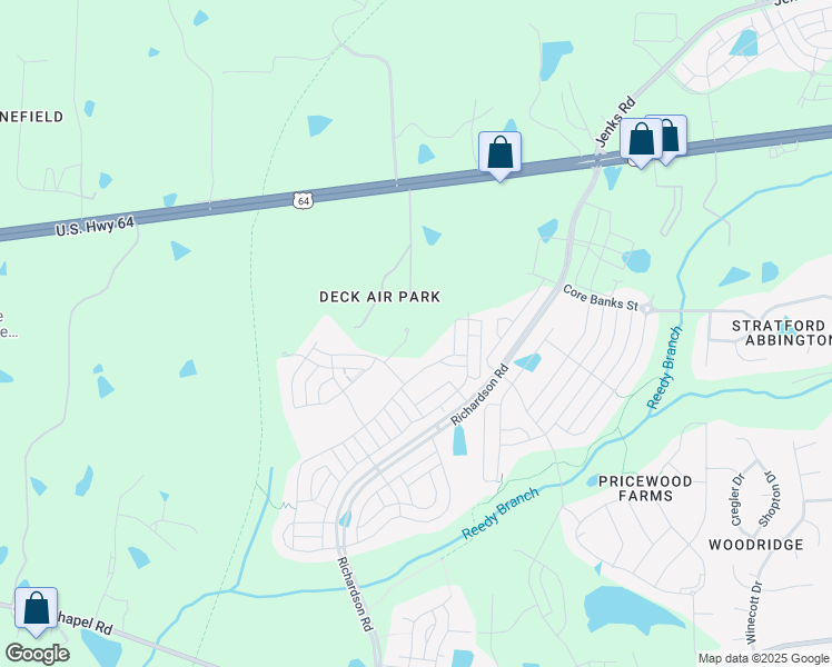 map of restaurants, bars, coffee shops, grocery stores, and more near 3225 U.S. 64 in Apex