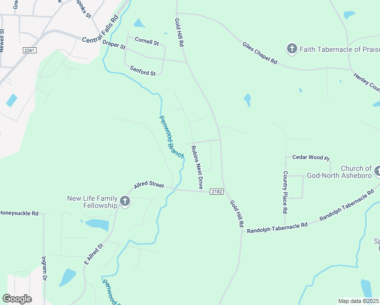 map of restaurants, bars, coffee shops, grocery stores, and more near 1361 Robins Nest Drive in Asheboro