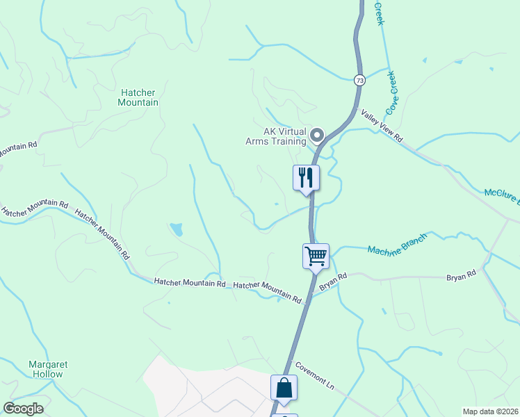 map of restaurants, bars, coffee shops, grocery stores, and more near 3165 McGill Road in Sevierville
